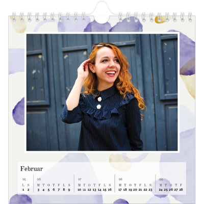 Årskalender kvadratisk — Akvarelspot [Februar]