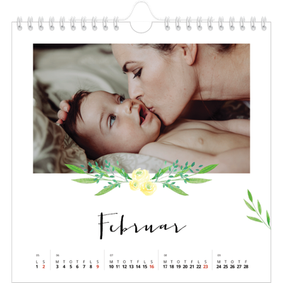 Årskalender kvadratisk — Blomsterillustrationer [Februar]