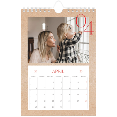 A5 Foto Kalender — Røde elementer [April]