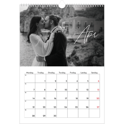 Årskalender A3 — Elegant skrift [April]