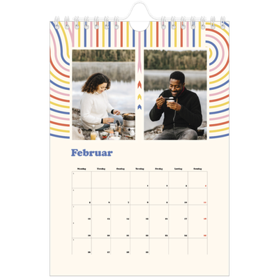 A5 Foto Kalender — Retro striber [Februar]