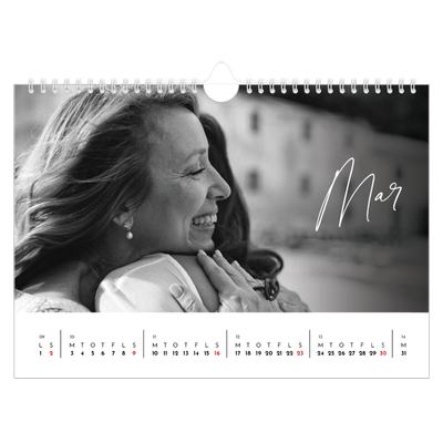 Fotokalender A4 — Elegant skrift [Marts]