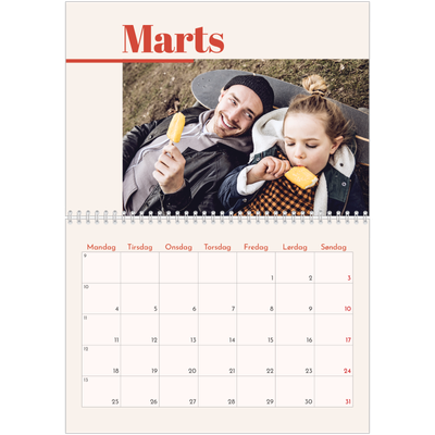 Fotokalender A4 dobbelt (30 x 40 cm) — 90'ers nostalgi [Marts]