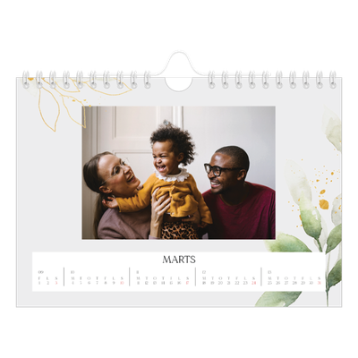 A5 Foto Kalender — Naturlig akvarel [Marts]
