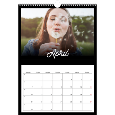 Årskalender A3 — Sort minimal [April]