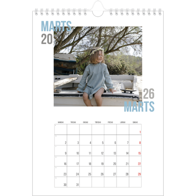 Fotokalender A4 (20 x 30 cm) — Dublet tekst [Marts]
