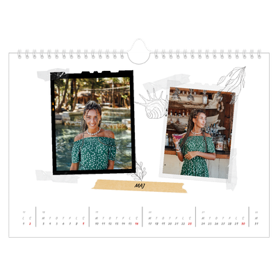 Fotokalender A4 — Scrapbook stil [Maj]