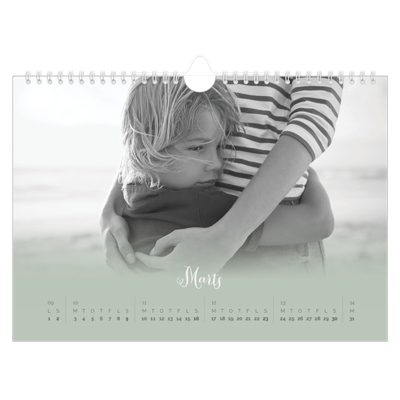 Fotokalender A4 — Grønn gradering [Marts]