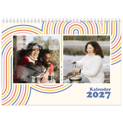 Fotokalender A4 dobbelt (30 x 40 cm) — Retro striber [kalender forside]
