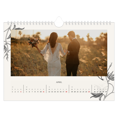 Fotokalender A4 — Blek & blomst [April]