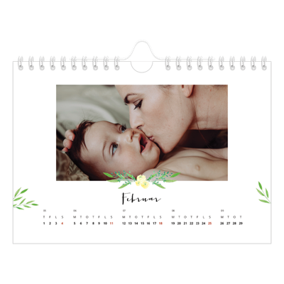 A5 Foto Kalender — Blomsterillustrationer [Februar]
