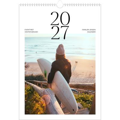 Årskalender A3 — Surfing i solnedgangen [kalender forside]
