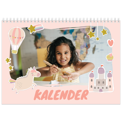 Fotokalender A4 dobbelt (30 x 40 cm) — Regnbue enhjørning [kalender forside]