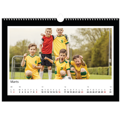 A3 Foto Kalender — Sort baggrund [Marts]