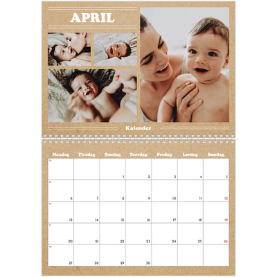 Fotokalender A4 dobbelt (30 x 40 cm) — Magasinstil [April]