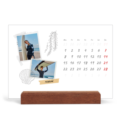Staffeli kalender - liggende  — Scrapbook stil [Februar]