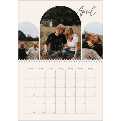 Fotokalender A4 dobbelt (30 x 40 cm) — Buet billederamme [April]