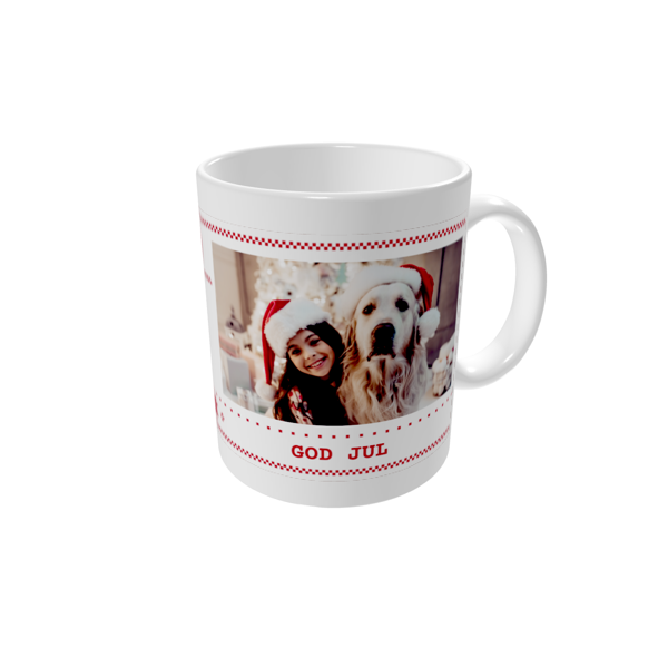 Krus med billede — Pixel-jul i rødt