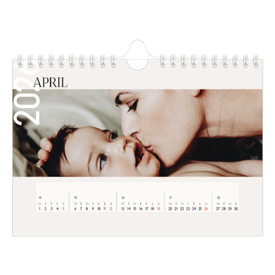 A5 Foto Kalender — Overlappende tekst [April]