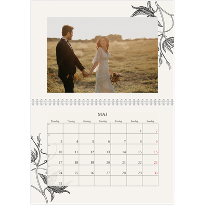 Fotokalender A4 dobbelt (30 x 40 cm) — Blek & blomst [Maj]