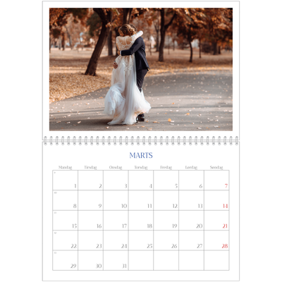 Fotokalender A4 dobbelt (30 x 40 cm) — Klassisk kobolt [Marts]