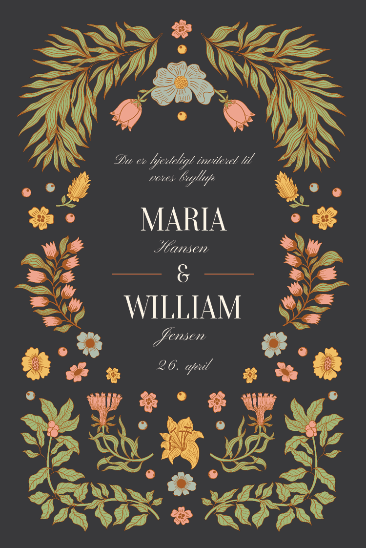 Invitationer — Vinranke og blomst