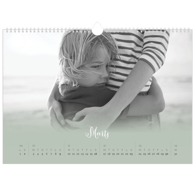A3 Foto Kalender — Grønn gradering [Marts]