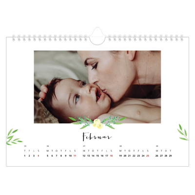 Fotokalender A4 — Blomsterillustrationer [Februar]