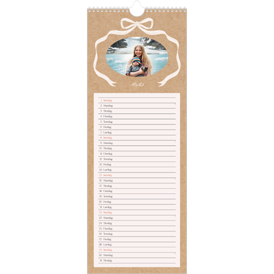 Køkkenkalender  — Ramme med sløjfe [Marts]