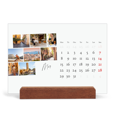 Staffeli kalender - liggende  — Byferie (hvid) [Marts]