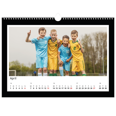 A3 Foto Kalender — Sort baggrund [April]