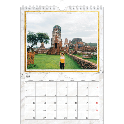 Fotokalender A4 (20 x 30 cm) — Guld og mamor [kalender forside]