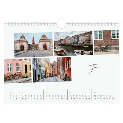 Fotokalender A4 — Byferie (hvid) [Januar]
