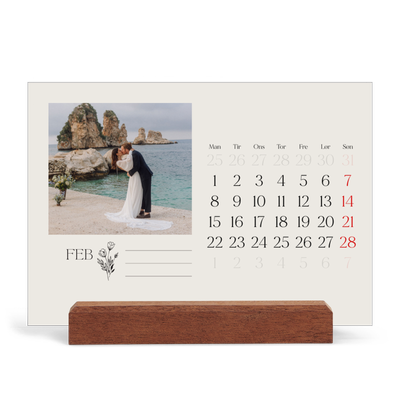 Staffeli kalender - liggende  — Initialer i blomst [Februar]