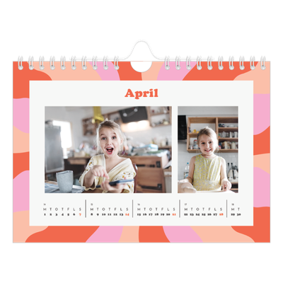 A5 Foto Kalender — Farveglad mønster [April]