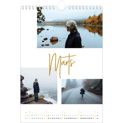 Fotokalender A4 (20 x 30 cm) — Guldstift [Marts]