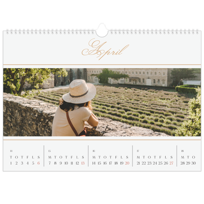 A3 Foto Kalender — Elegant guld [April]