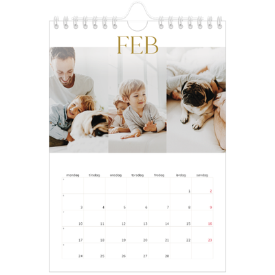 A5 Foto Kalender — Guld stor skrift [Februar]