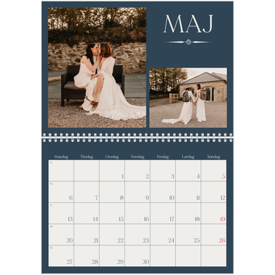 Fotokalender A4 dobbelt (30 x 40 cm) — Skifer & seriffer [Maj]