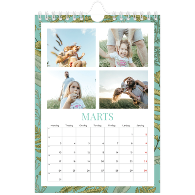 A5 Foto Kalender — Blomstret tapet [Marts]