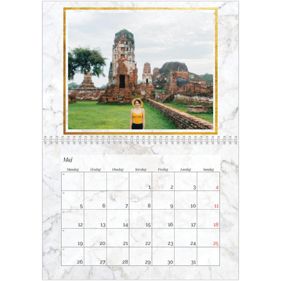 Fotokalender A4 dobbelt (30 x 40 cm) — Guld og mamor [kalender forside]