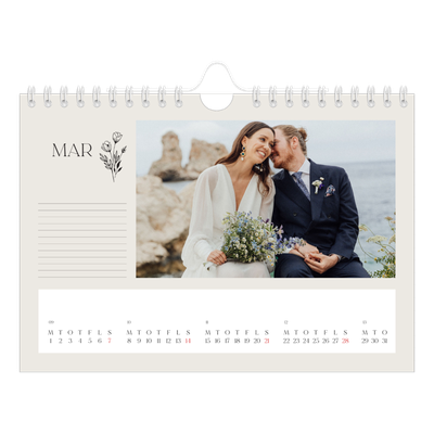A5 Foto Kalender — Initialer i blomst [Marts]