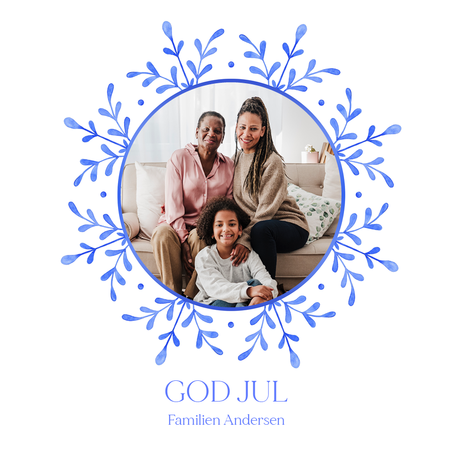 Kort — Blå akvarelkrans