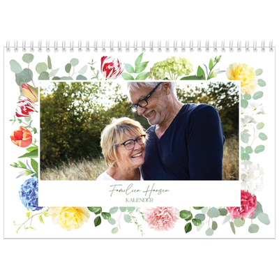 Fotokalender A4 dobbelt (30 x 40 cm) — Klassiske blomster [kalender forside]