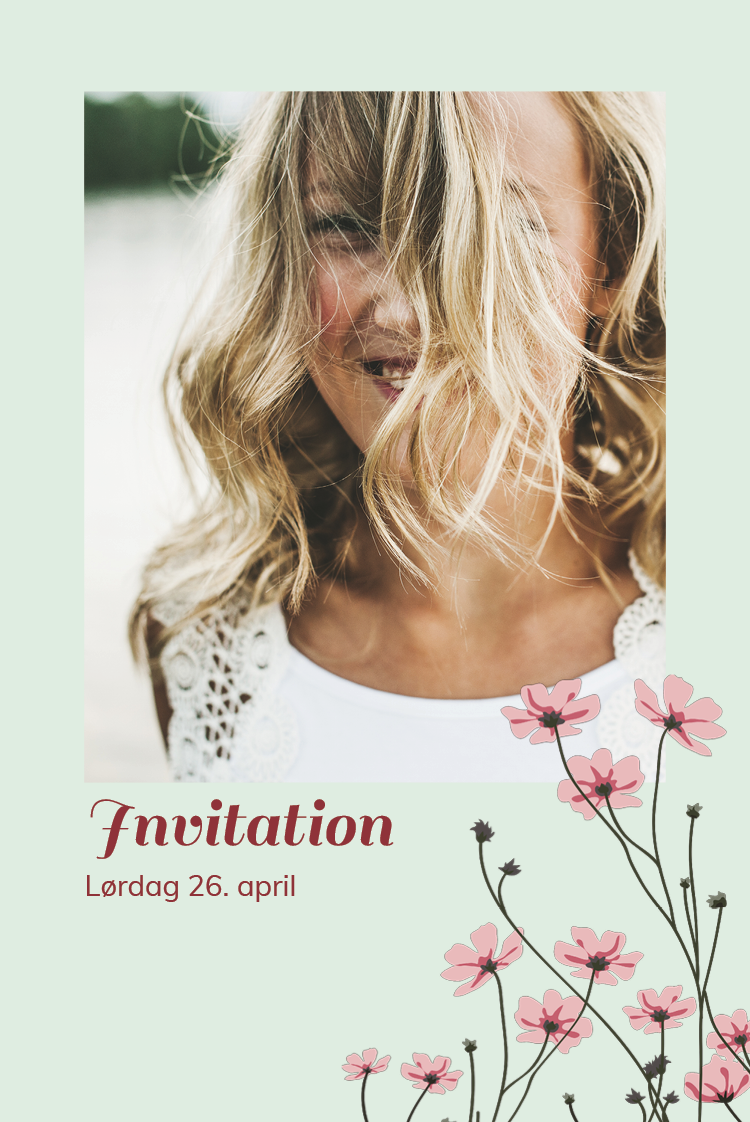 Invitationer — Sommerfugle og blomster