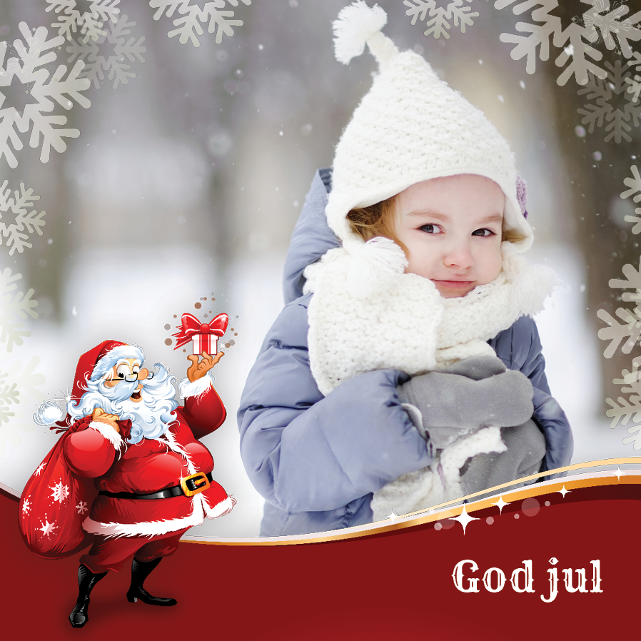 Kort — Julemanden med snefnug