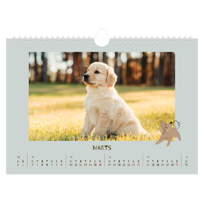 Fotokalender A4 — Legesyg hvalp [Marts]