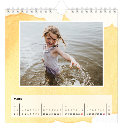 Årskalender kvadratisk — Akvarel baggrunde [Marts]