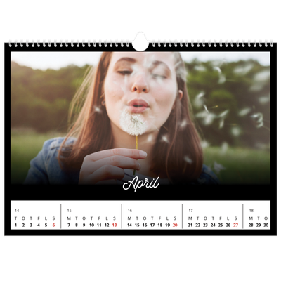 A3 Foto Kalender — Sort minimal [April]