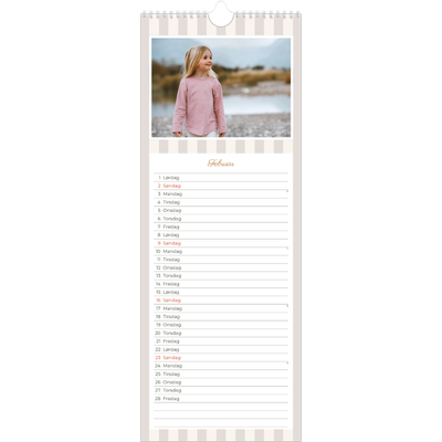 Køkkenkalender  — Skrift og striber [Februar]